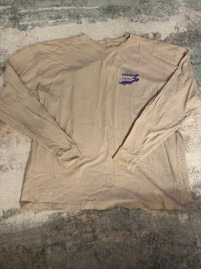 O'Neill Beige Long-Sleeve Crewneck Tee with Purple Surf Graphic